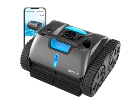 Robô Aspirador de Piscina Sem Fios WYBOT C1 Max com Aplicação Tempo de Execução de 180-240Min 3 Modos de Limpeza Escalada em Parede 65W Cinzento