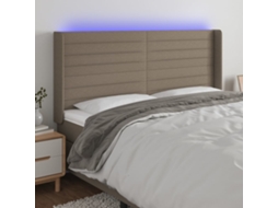 Vidaxl Cabeceira Cama C/ Led Tecido 183x16x118/128cm Cinza-acastanhado