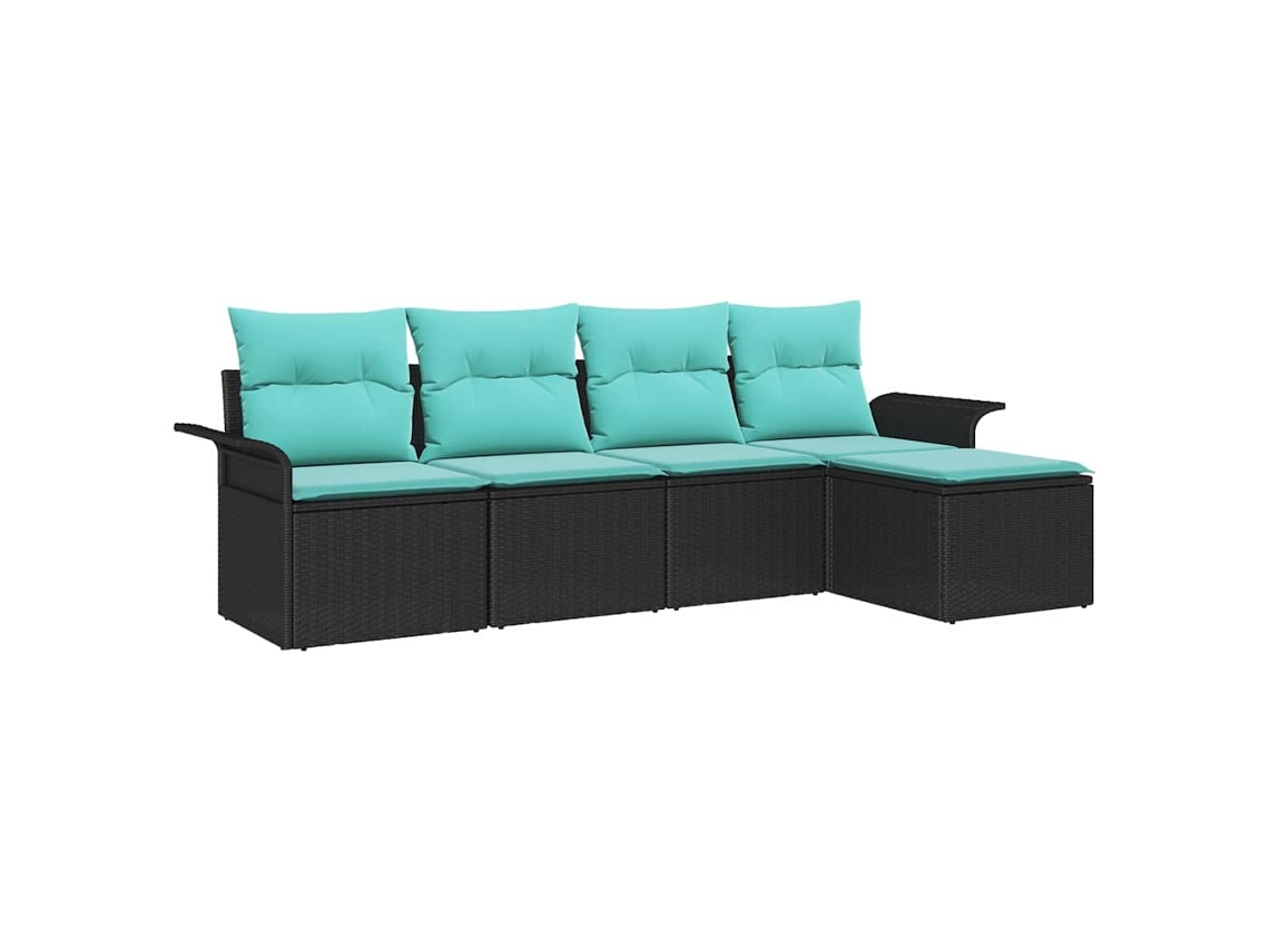 Maison Exclusive - Conjunto De Sofá De Jardim 5 Pcs Preto Vime Pe