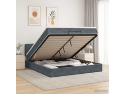 Vidaxl Cama Ottoman Com Colchão Cinzento-escuro 140 X 190 Cm Veludo