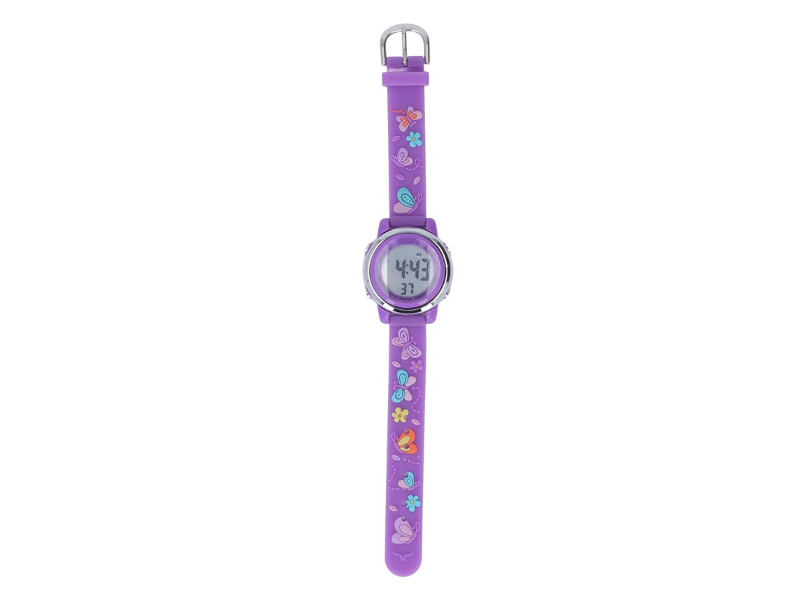 Ats reloj Led para Niños Impermeable Con Luz de Fondo Y Dibujos Animados Reloj Digital Infantil Con Alarma Cronómetro para 3 a 10 Años Morado Oscuro