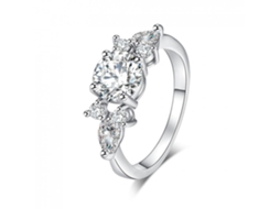 Anel Feminino De Cobre Com Zircônia Estilo Moderno