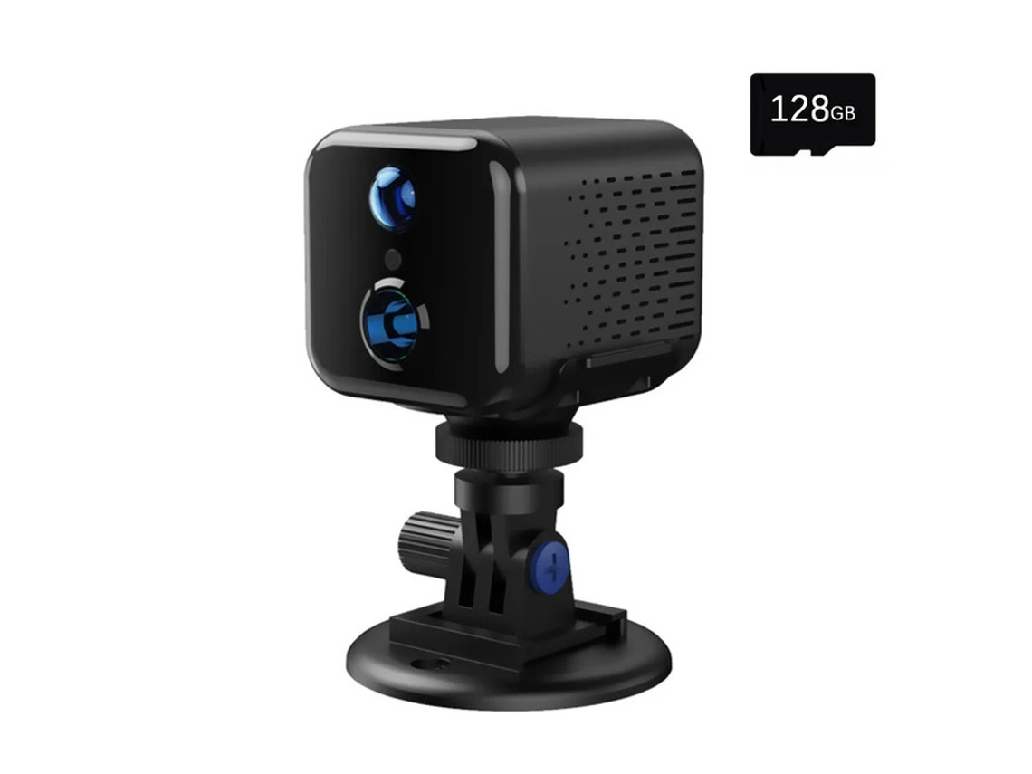 Câmera Inteligente Sem Fio Yizhood H19 Plus Com Cartão De Memória De 128 gb E Bateria De Longa Duração De 2400mah Preta