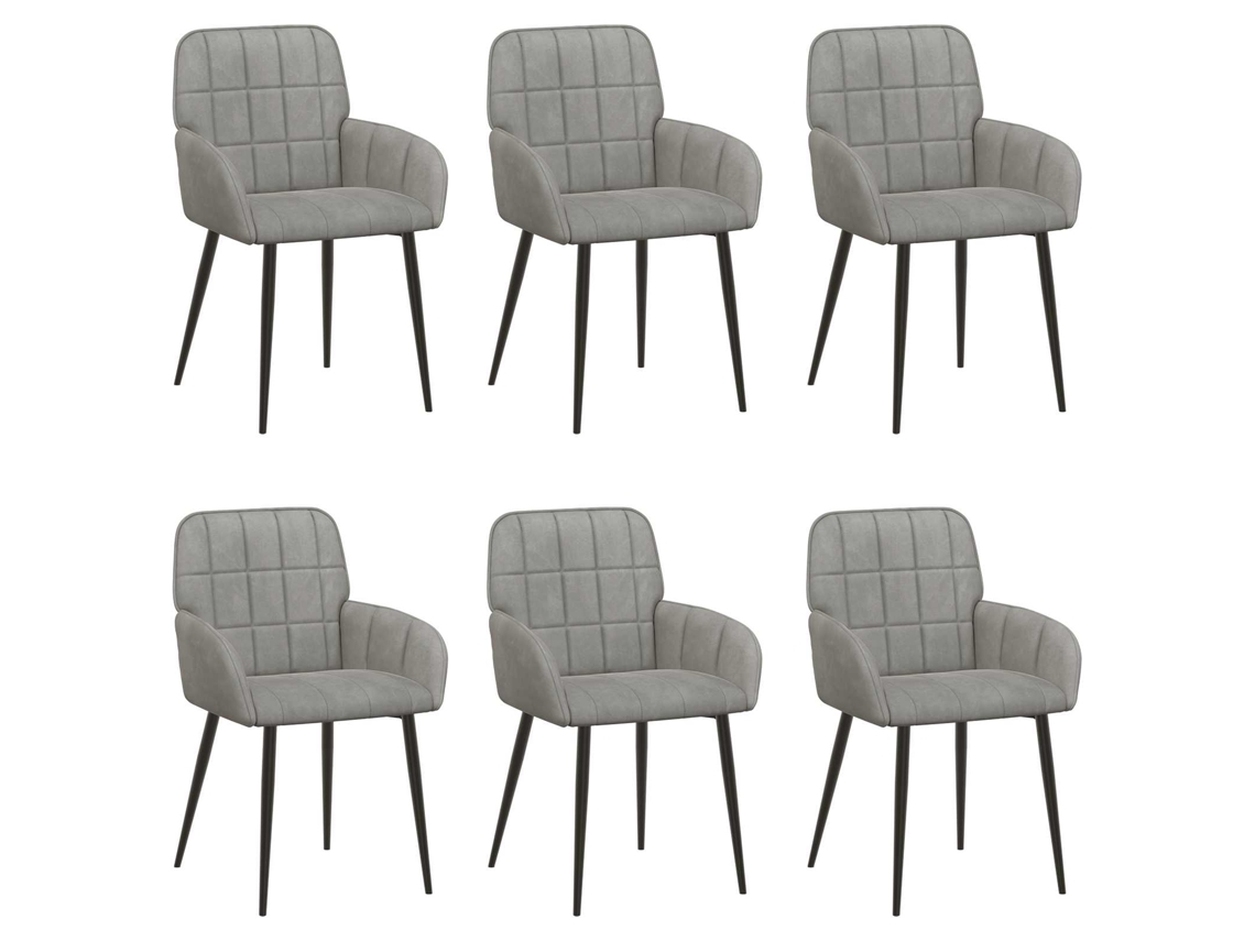 Conjunto 6 Cadeiras De Jantar Vidaxl Cinzento-claro Veludo (57 X 50 X 85 Cm)