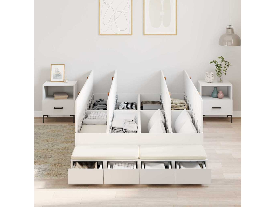 Vidaxl Estrado De Cama Com Arrumação Com Gaveta Branco 120 Cm