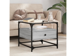 Vidaxl Mesa De Centro C/ Topo De Vidro 50x50x45 Cm Cinza Sonoma Aço