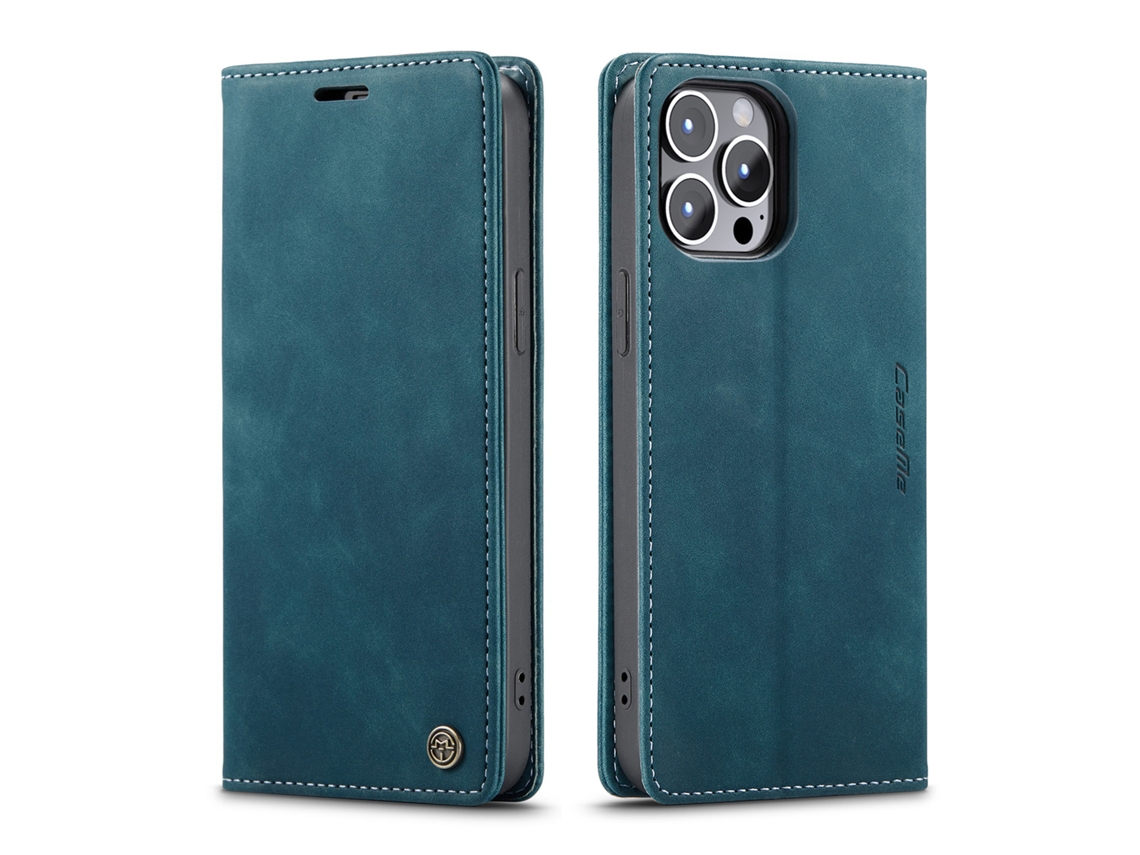 Capa Flip Para Celular Com Compartimento Para Cartão Em Couroazul - Iphone 15 (1º De Junho)
