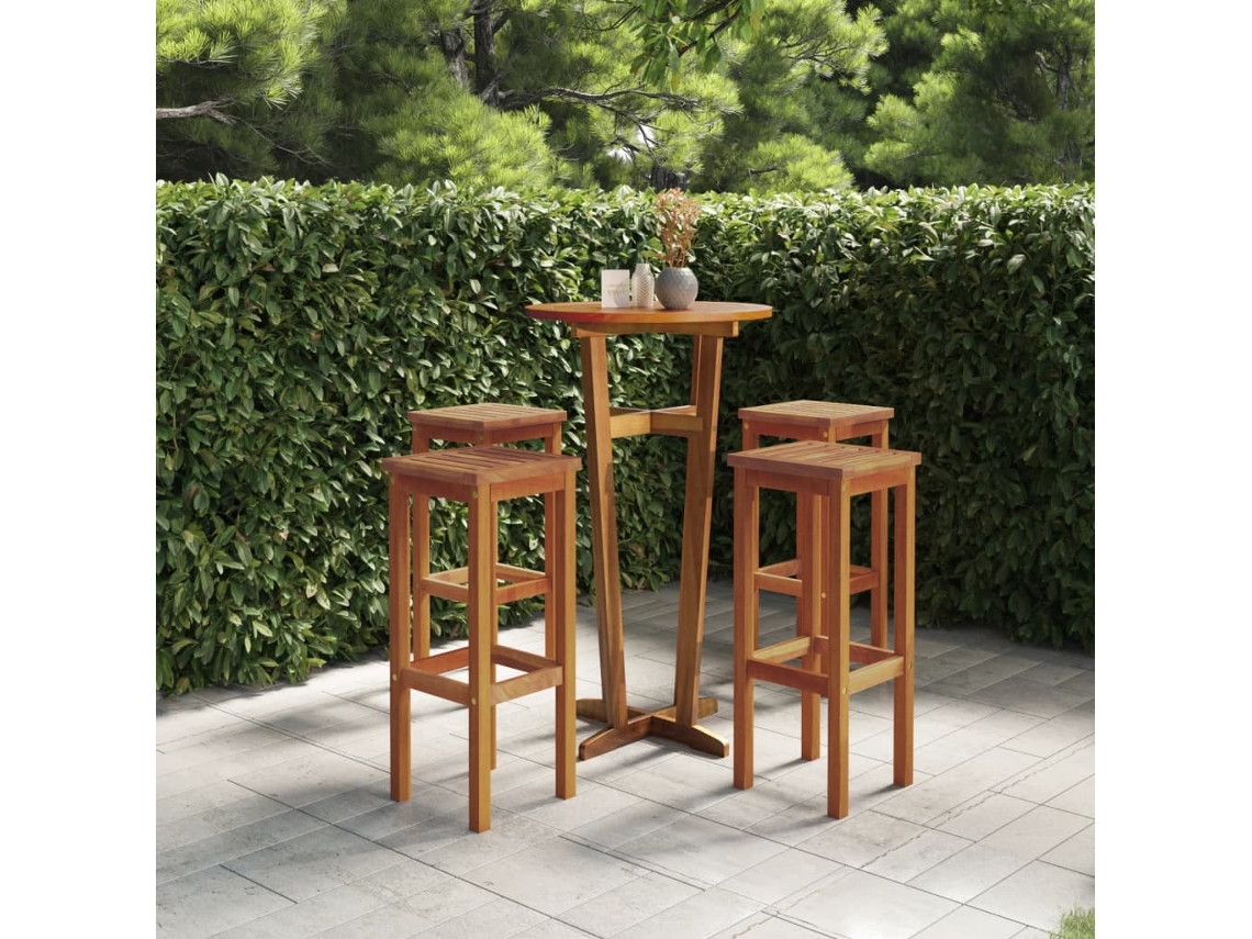 Bancos De Bar 4 Pcs Madeira De Acácia Maciça Lovely Home