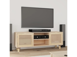 Vidaxl Móvel De Tv 105x30x40 Cm Pinho Maciço/vime Natural Castanho