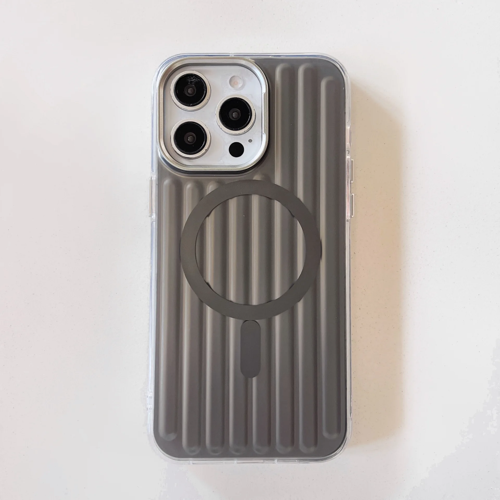 (cinza, Iphone 15 Pro Max) Capa Para Celular Com Estampa Ondulada 3d, Compatível Com Magsafe E Proteção Magnética Contra Impactos.