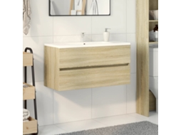 Vidaxl Armário De Lavatório 90x38,5x45cm Contraplacado Carvalho Sonoma