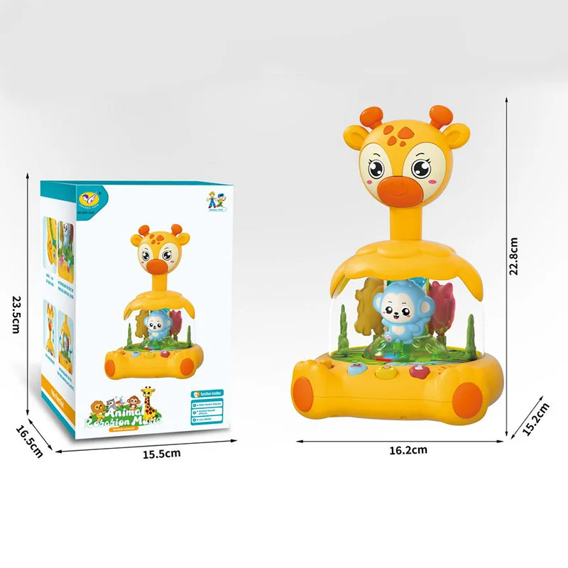 Girafa De Brinquedo Musical Giratória (amarela) Com Luzes E Sons.