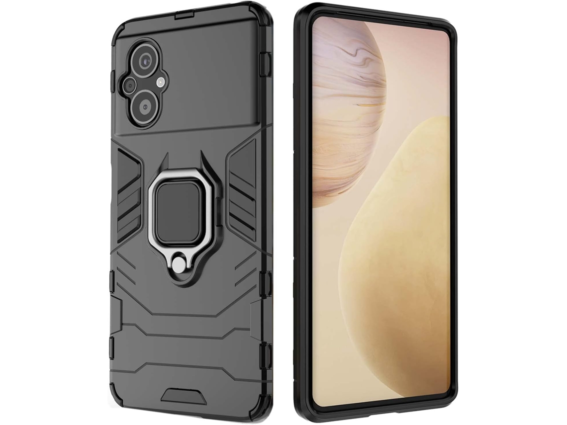 Capa Híbrida Armadura Anel para Xiaomi Poco M5 HONGWE. Anti-Choque Preto