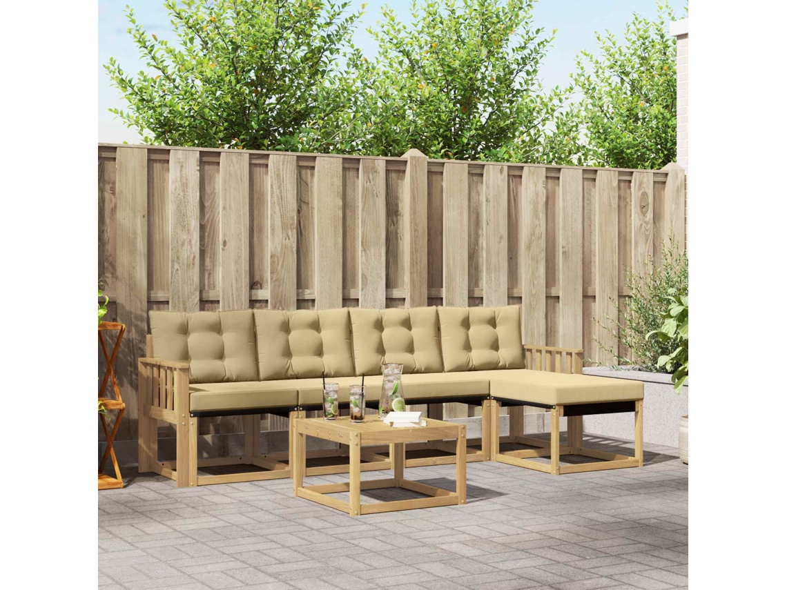 Vidaxl Conjunto De Sofás Para Exterior 6 Unid. Branco E Bege