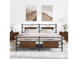 Vidaxl Estrutura Cama Sem Colchão 183x213 Cm Metal Carvalho Castanho