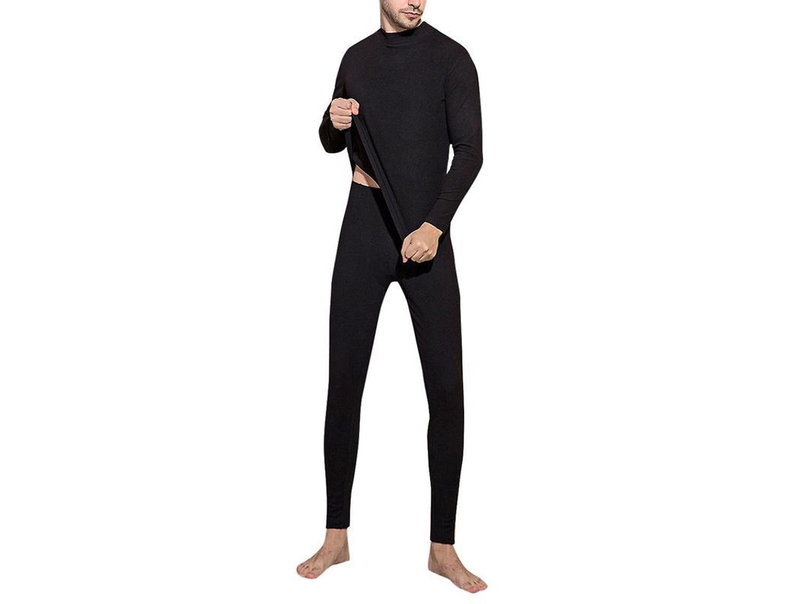 Conjunto de roupa íntima térmica masculina Mystdiy de cor sólida com gola média, modelo 2026.