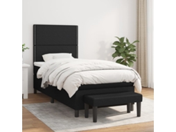 Cama Com Molas/colchão 80x200 Cm Tecido Preto