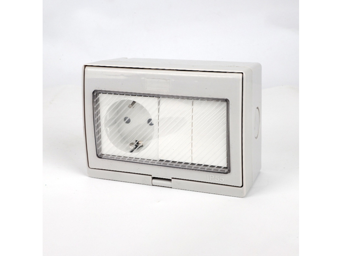 Caixa Externa À Prova D'água para Interruptor de Duas Vias com Tomada Schuko BRILVIBERA