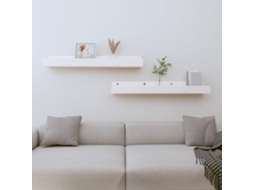 Vidaxl Prateleiras De Parede 2 Pcs 80x12x9 Cm Pinho Maciço Branco