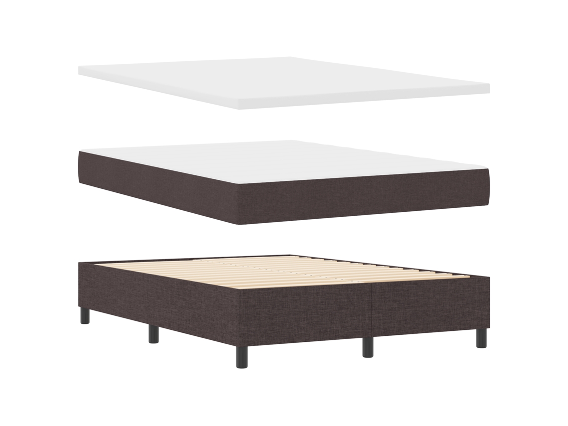 Cama Bocom Colchão E Banco Marrom Escuro Tecido Vidaxl Castanho Fabric (140x200 Cm)