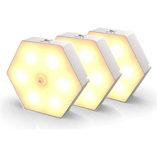 3 Luzes com Sensor de Movimento e Baterias, Luz Noturna com Acendimento/desligamento Automático BRILVIBERA