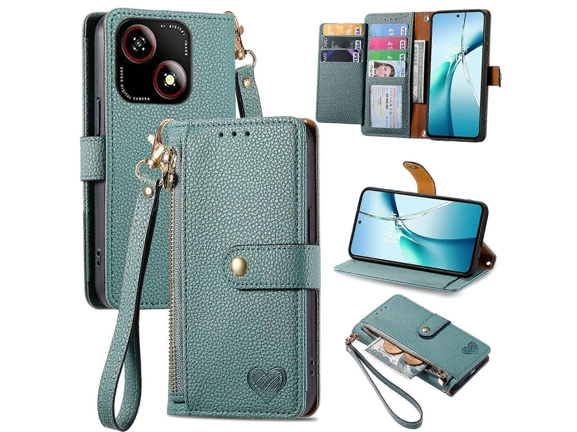 Capa De Couro Para Celular Com Cordão E Zíper Love