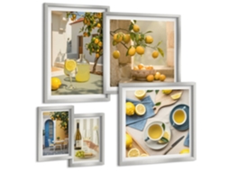 Conjunto De Pinturas Limões Rústicos Para A Cozinha Espelharte (5 Peças)