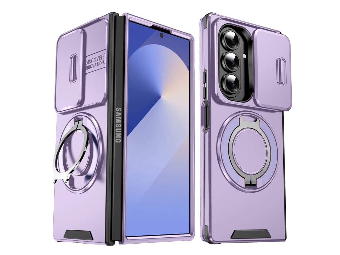 Capa Para Galaxy Z Fold 8 Ultra Com Câmara Deslizante, Resistente A Impactos E Com Suporte Giratório De 360° Roxo Hexinyigjly