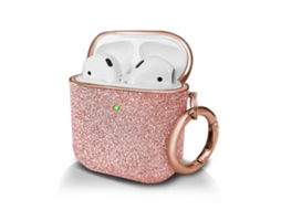 Camada protetora para fones de ouvido sem fio AirPods 1/2 com acabamento em glitter eletrodepositado. GIECY