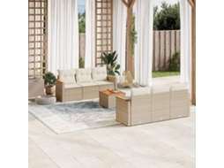 Vidaxl 7 Pcs Conjunto De Sofás P/ Jardim Com Almofadões Vime Pe Bege