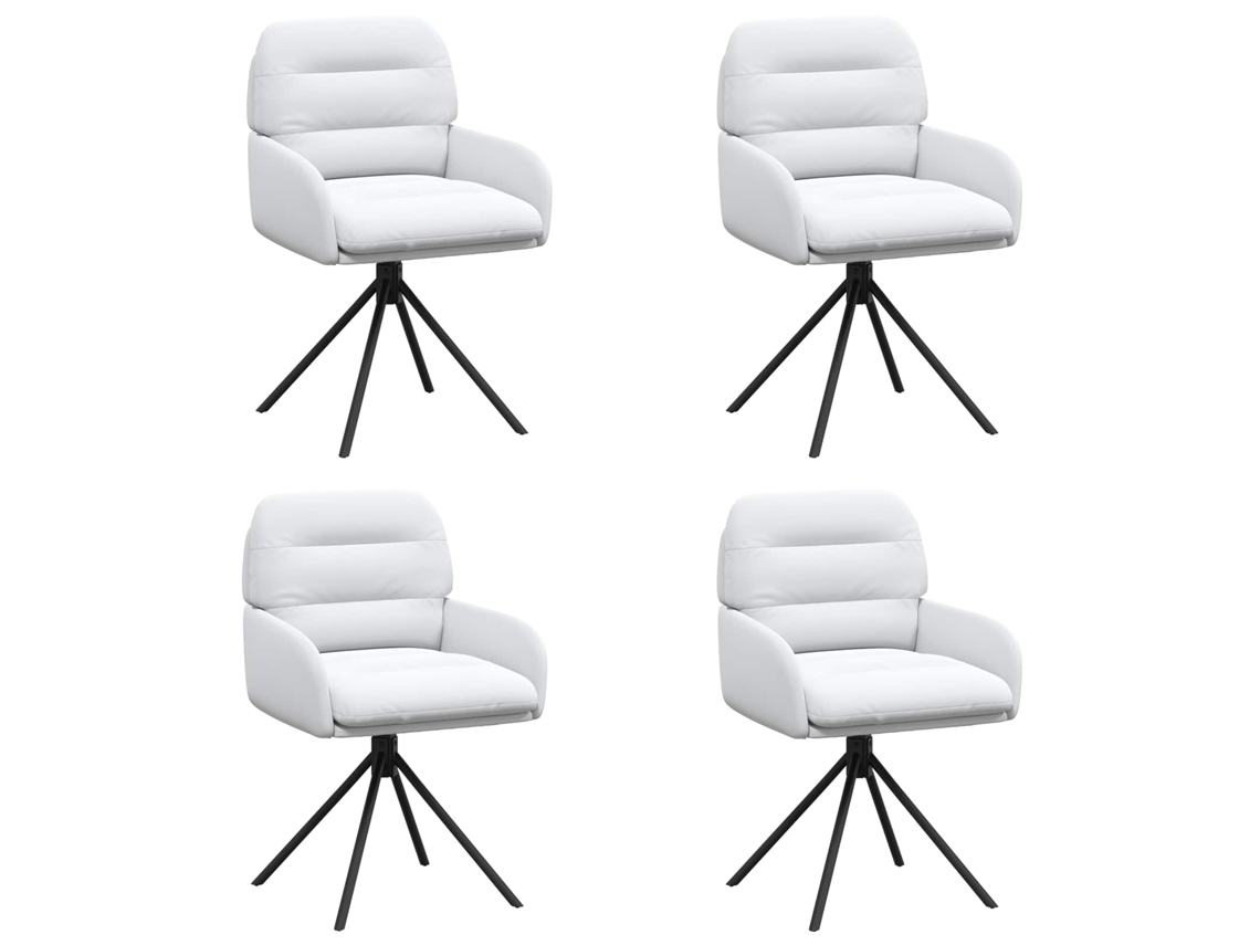 Conjunto 4 Cadeira De Jantar Giratória Vidaxl Branco Couro Sintético (59 X 59,5 X 90 Cm)