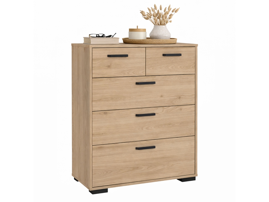 Cômoda Eria, Cômoda Moderna com 5 Gavetas. WELLHOME