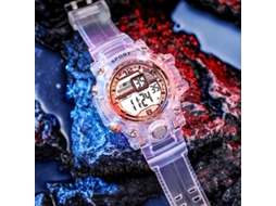Relógio Eletrônico Elegante (dourado Rosa), Design Transparente, Resistente A Choques, Visor Led, À Prova D'água.