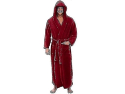 Roupa de Banho Flannel Masculina com Capuz Gola Grossa Quente Robe Longa Inverno M Rojo