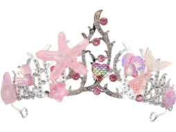 Tiara De Sereia Ciieeo Em Metal E Resina Com Conchas E Strass Rosa, Confortável E