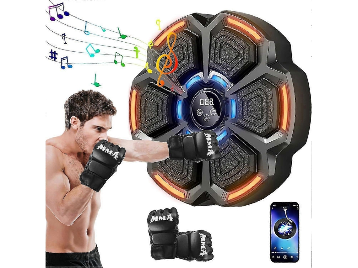 Máquina De Boxe Musical Inteligente Com Led Bluetooth, Luvas De Boxe, Alvo De Parede, 9 Modos De Velocidade E Modo De Contagem Par Aquaforge