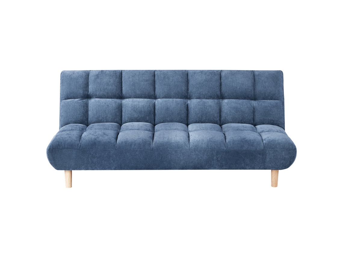 Sofá Acolchoado Com Função De Cama Beliani Risor De Chenille Azul 190x112
