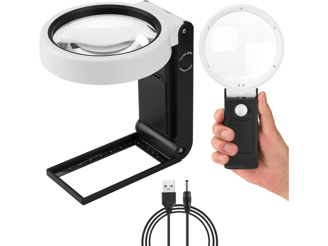 Lupa de Mão com Iluminação Led, Dobrável e de Mesa BRILVIBERA