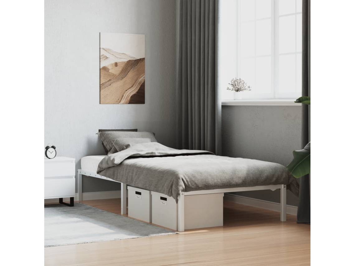 Vidaxl Estrutura De Cama 100x190 Cm Metal Branco