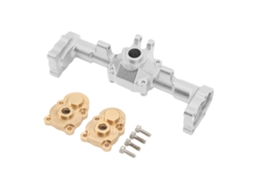 Mali carcaca de Eixo Traseiro Cnc para Carro Rc 1/24 Fms Fcx24 Aumentada e Alargada com Tampa de Engrenagem de Latão Prata