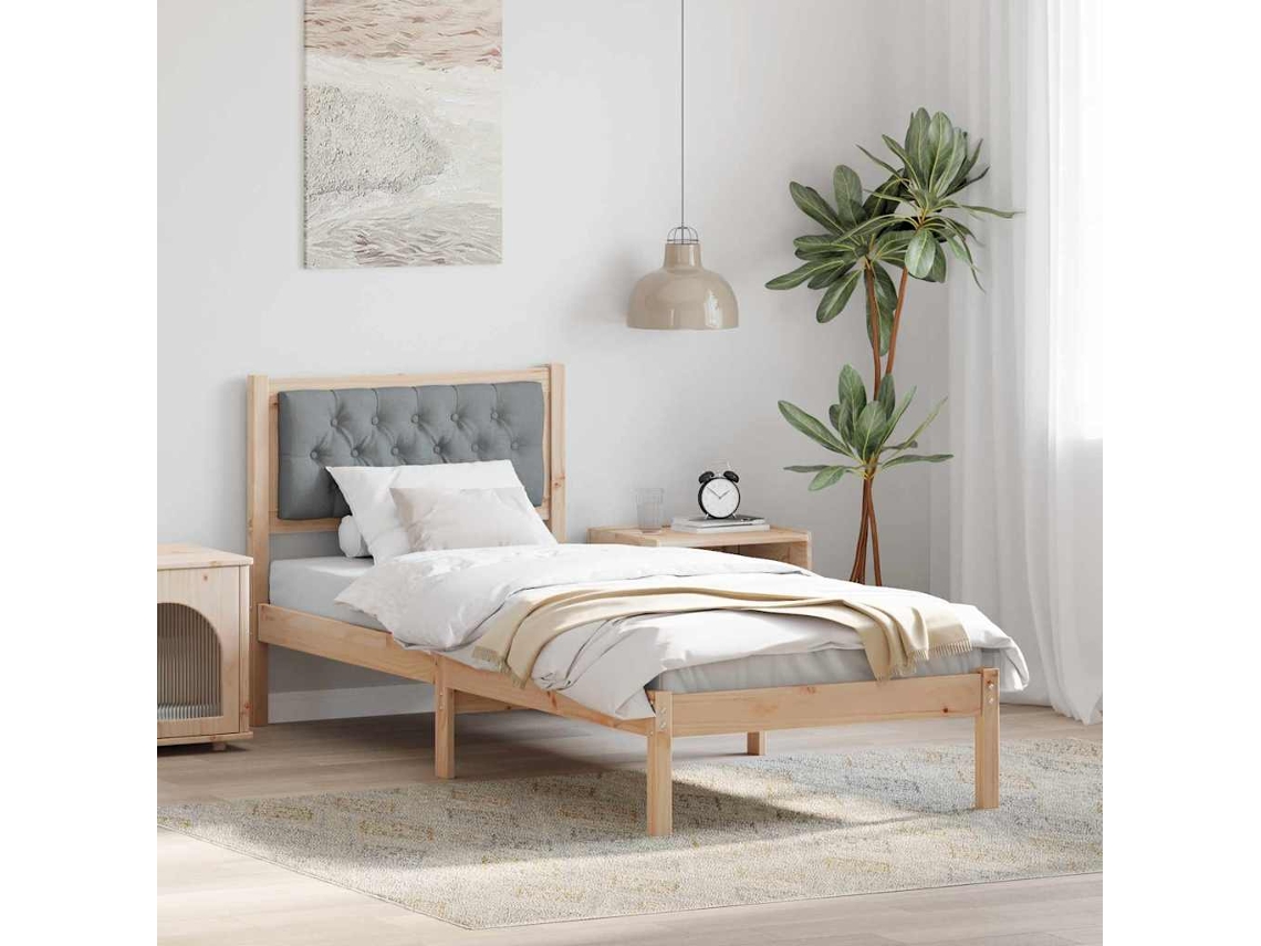 Vidaxl Estrutura Da Cama Com Cabeceira Cinzento-claro 75 X 190 Cm