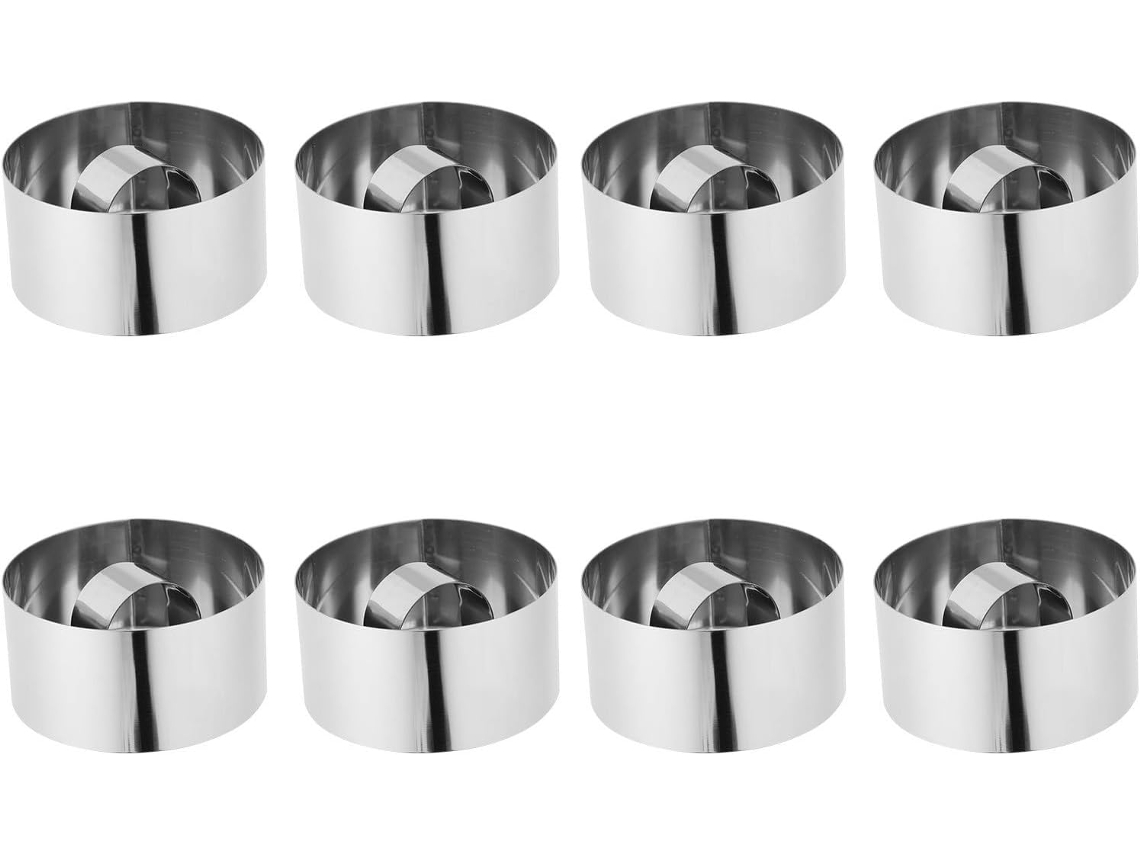 Conjunto de 8 aros de mousse redondos em aço inoxidável