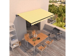 Vidaxl Toldo Retrátil Automático 450x300 Cm Amarelo E Branco