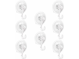 Conjunto de 8 Ganchos Ventosa para Banheiro, Resistentes, para Pendurar Utensílios de Cozinha e Panos Prato em Portas Janelas Vidro BRILVIBERA