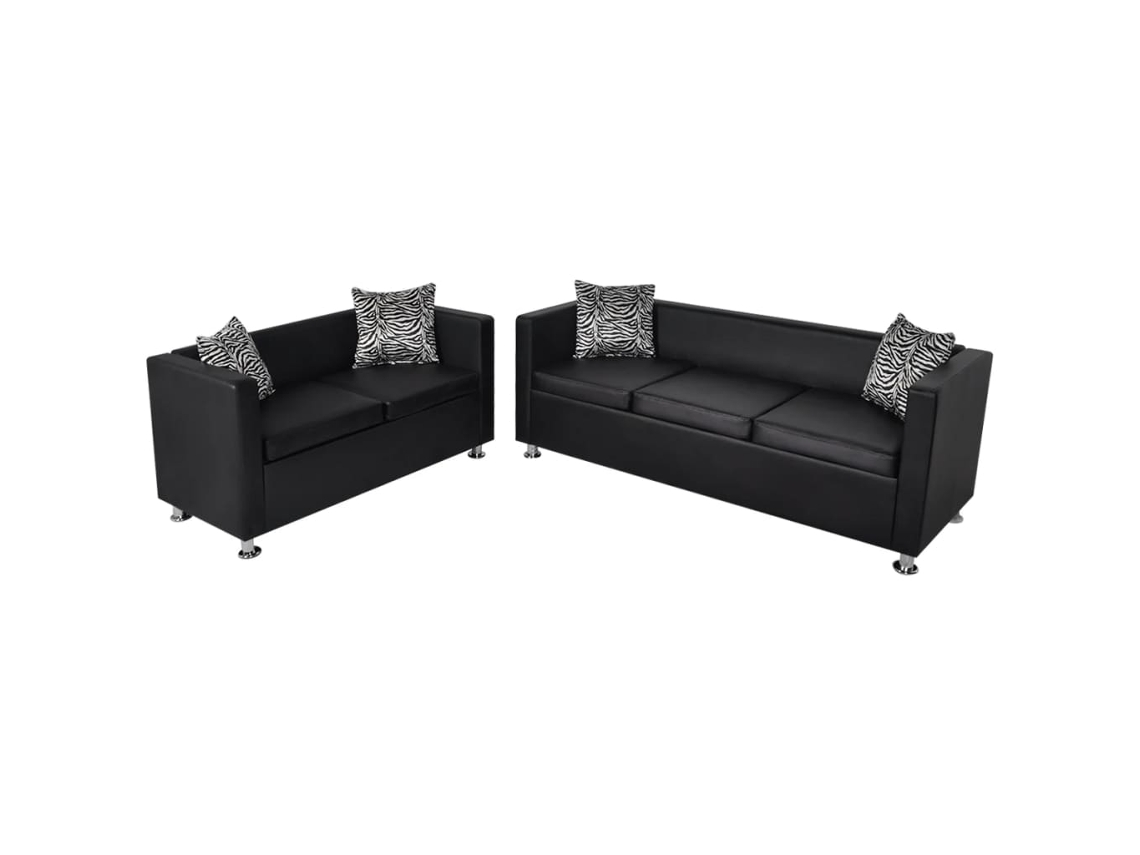 Sofa, Sofas Vidaxl Preto Couro Artificial (n/a)