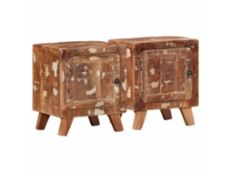 Vidaxl Mesas De Cabeceira 2 Pcs 40x32x46 Cm Madeira Recuperada Maciça