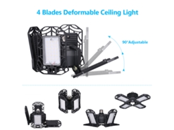 Bj-luz De Garaje Led Tomshine 100w Com Base E26/e27, 4 Lâminas Ajustáveis, Luz Branca 6000-6500k Para Oficinas E Armazéns