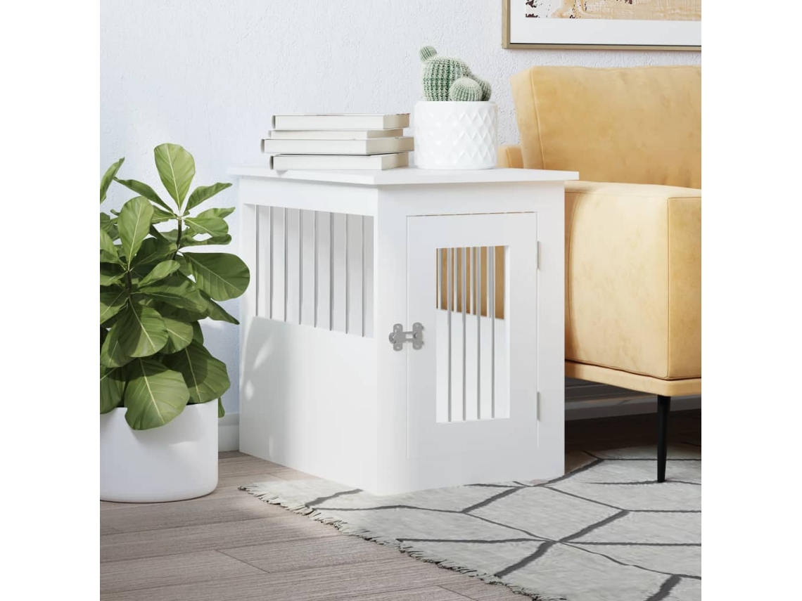 Vidaxl Móvel Casota Para Cão 45x62x59 Cm Derivados De Madeira Branco