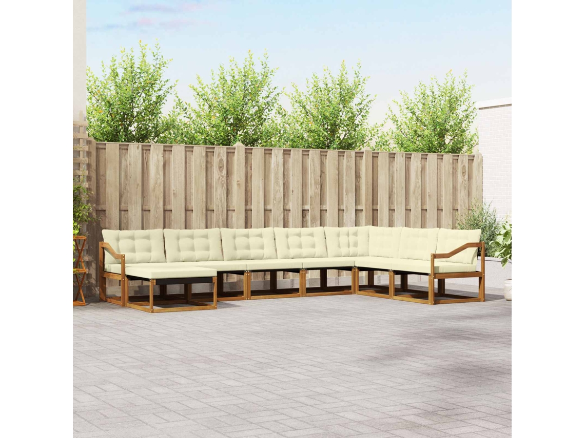 Vidaxl Conjunto De Sofás Para Exterior 8 Unid. Natural E Creme