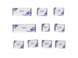 Aetheria 10pcs Teclas Pbt Estilo Porcelana Azul e Branco para Teclado Mecânico